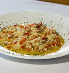 Risotto con salsiccia e peperoni